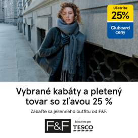25 % zľava na vybrané kabáty a pletený tovar
