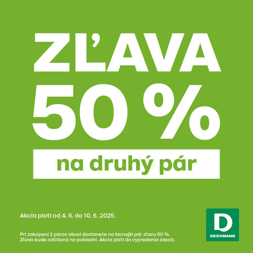 Zľava 50 % na druhý pár obuvi v Deichmanne! 
