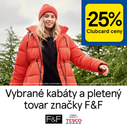 - 25% Vybrané kabáty a pletený tovar značky F&F
